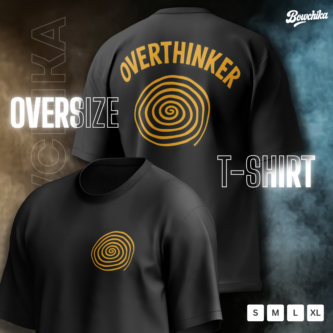 Overthinker Spiral Oversized Tee – Black & Mustard Oversized