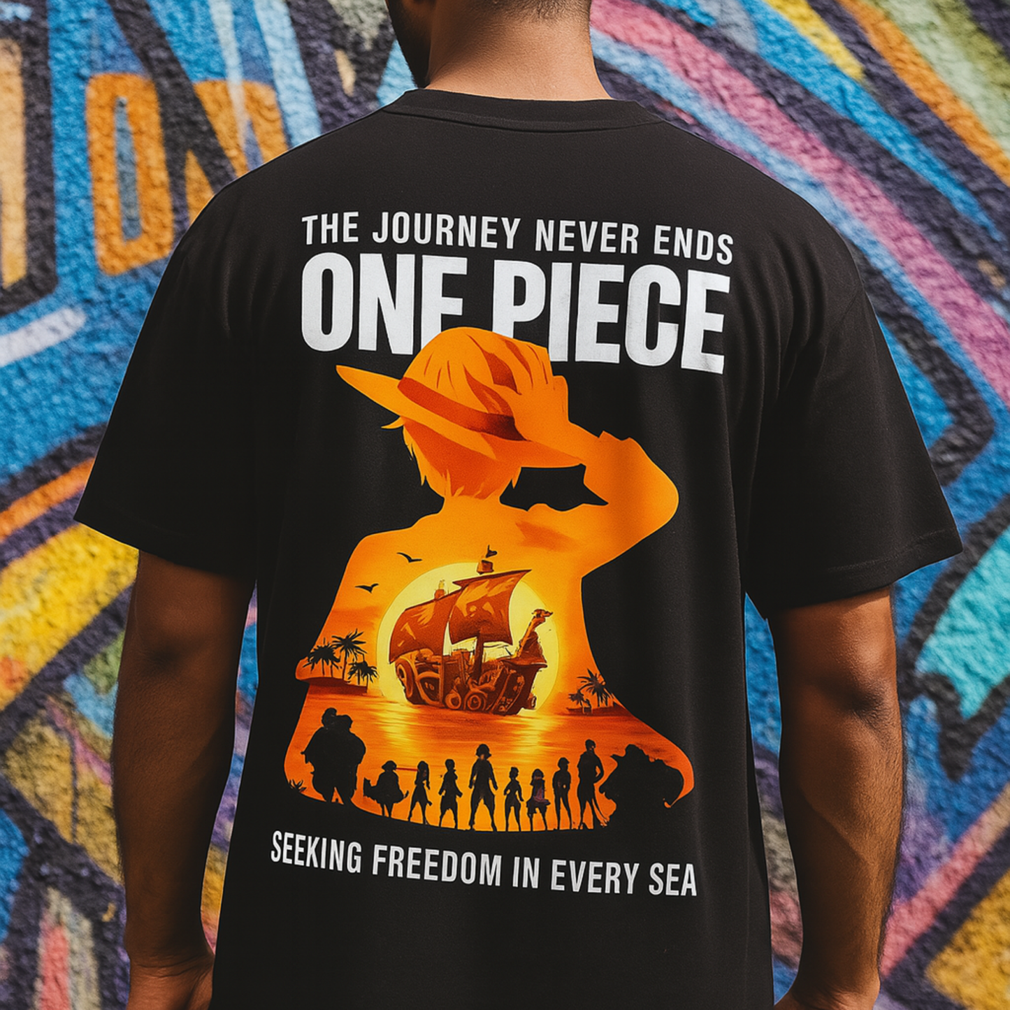 One Piece – Seeking Freedom Oversized Tee (Sunset Edition)