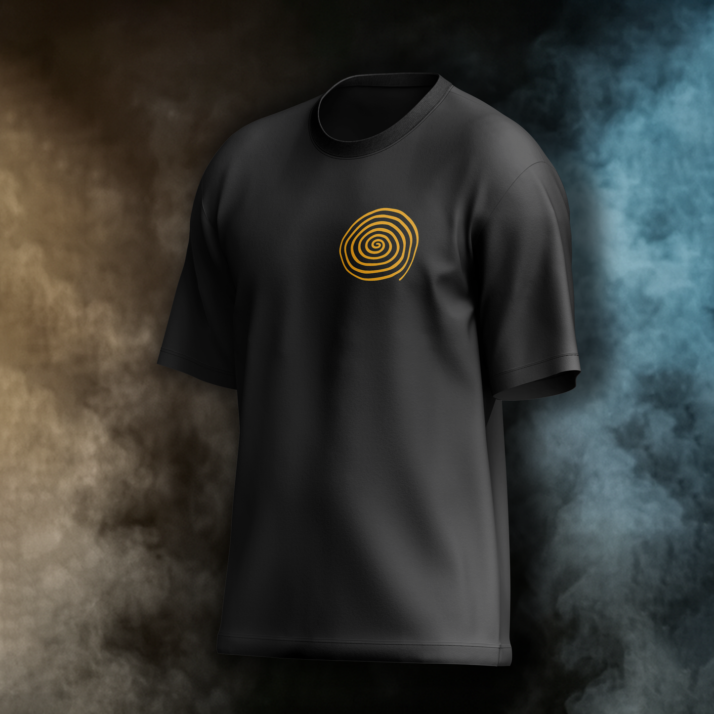 Overthinker Spiral Oversized Tee – Black & Mustard Oversized