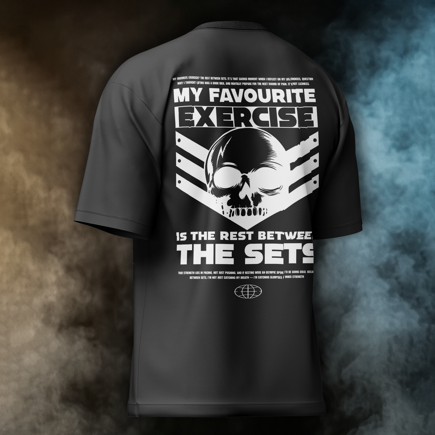 Rest Between Sets Skull Gym Tee – Oversized Black Edition