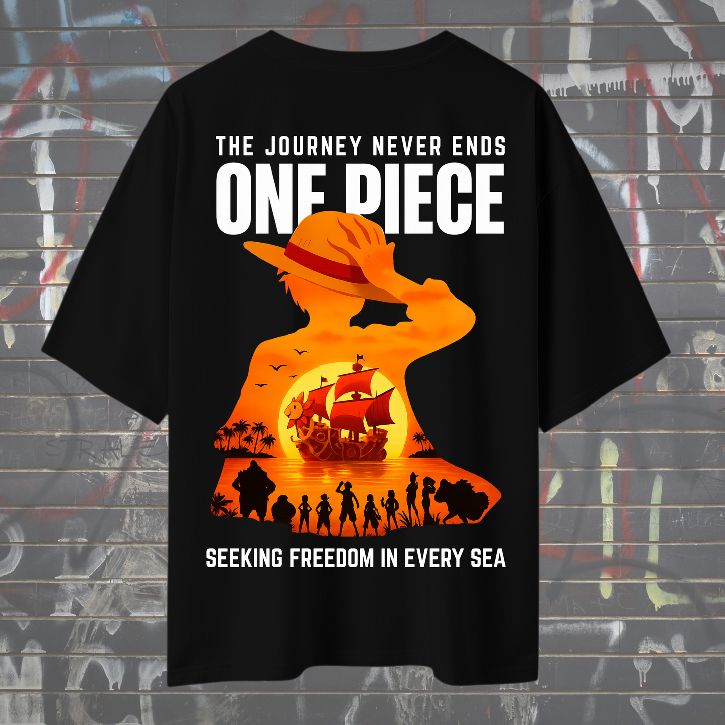 One Piece – Seeking Freedom Oversized Tee (Sunset Edition)