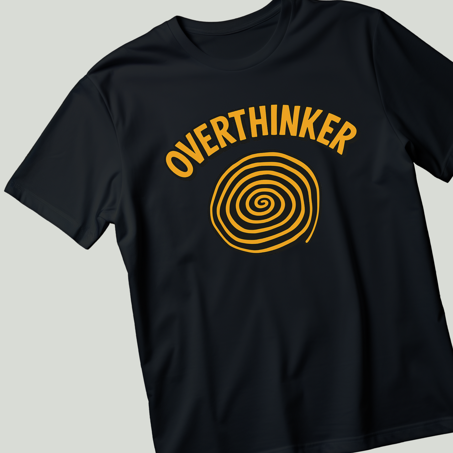 Overthinker Spiral Oversized Tee – Black & Mustard Regular T-Shirt