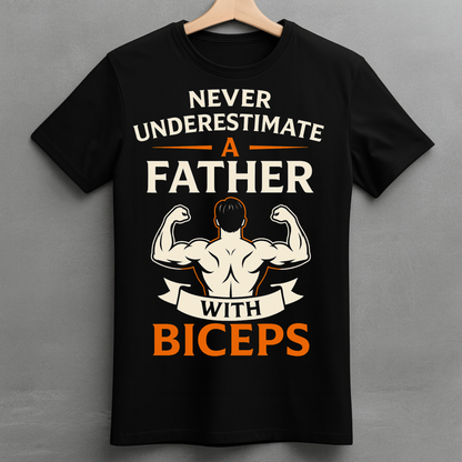 Never Underestimate a Father With Biceps - Tshirt