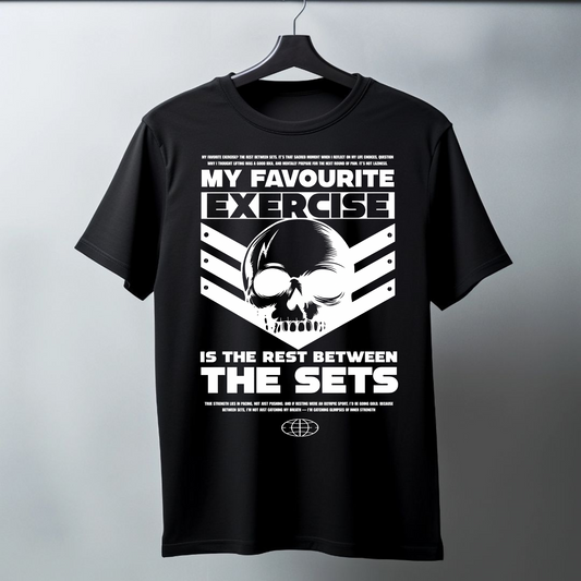Rest Between Sets Skull Gym Tee –  Black Edition Regular T-Shirt