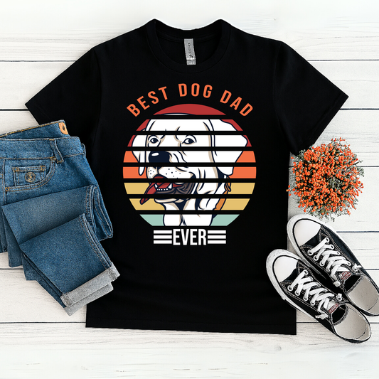BEST DOG DAD EVER – Retro Gold T-Shirt