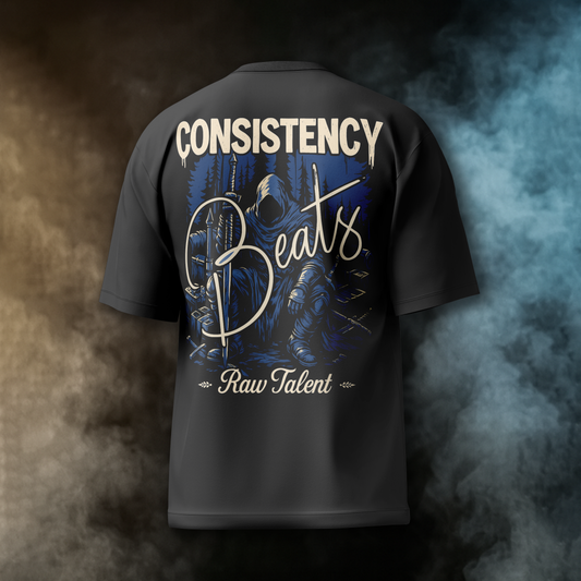 Consistency Beats Raw Talent Oversized Tee – Black