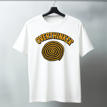 Overthinker Spiral Oversized Tee – Black & Mustard Regular T-Shirt