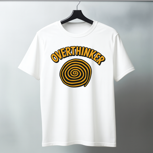 Overthinker Spiral Oversized Tee – Black & Mustard Regular T-Shirt