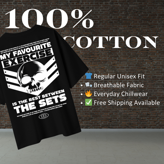 Rest Between Sets Skull Gym Tee –  Black Edition Regular T-Shirt