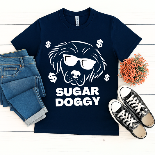 SUGAR DOGGY Cool Pup Tee – Funny Graphic Dog Shirt with Sunglasses