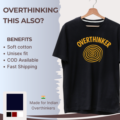 Overthinker Spiral Oversized Tee – Black & Mustard Regular T-Shirt