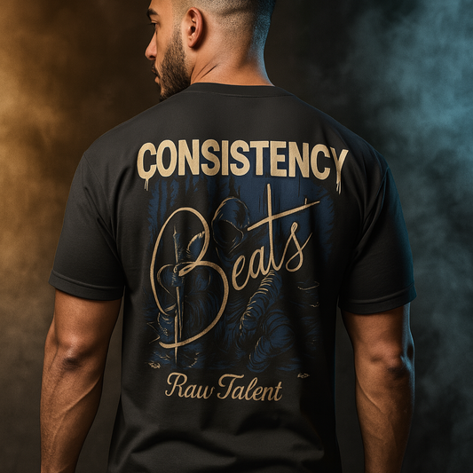Consistency Beats Raw Talent Oversized Tee – Black