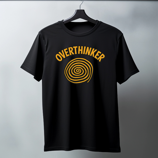 Overthinker Spiral Oversized Tee – Black & Mustard Regular T-Shirt